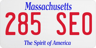 MA license plate 285SE0