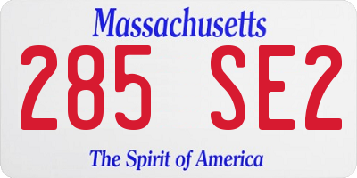 MA license plate 285SE2