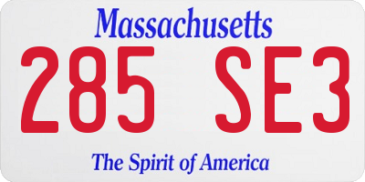 MA license plate 285SE3