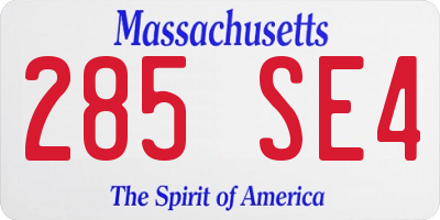 MA license plate 285SE4
