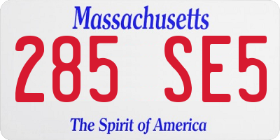 MA license plate 285SE5