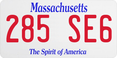 MA license plate 285SE6