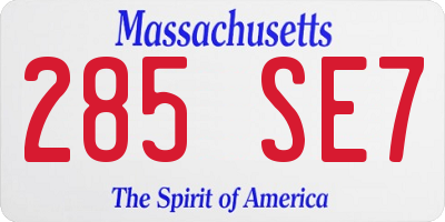 MA license plate 285SE7
