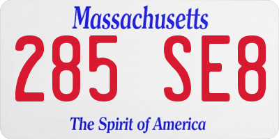 MA license plate 285SE8