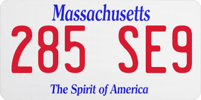 MA license plate 285SE9