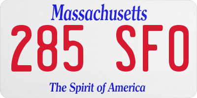 MA license plate 285SF0