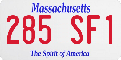 MA license plate 285SF1