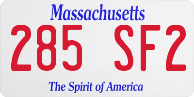 MA license plate 285SF2