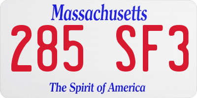 MA license plate 285SF3