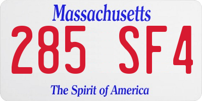 MA license plate 285SF4