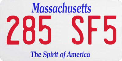 MA license plate 285SF5