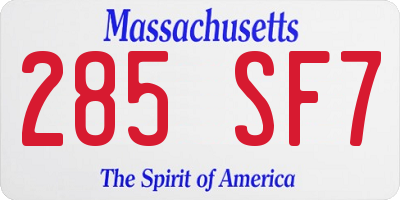 MA license plate 285SF7