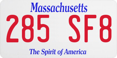 MA license plate 285SF8