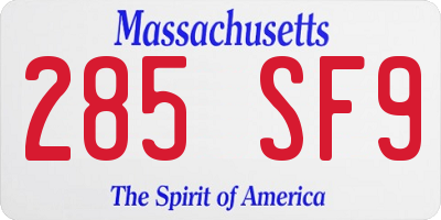 MA license plate 285SF9