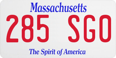 MA license plate 285SG0