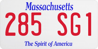 MA license plate 285SG1