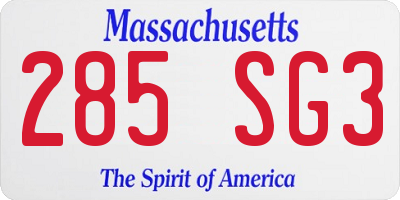 MA license plate 285SG3