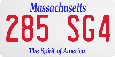 MA license plate 285SG4