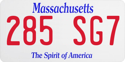 MA license plate 285SG7