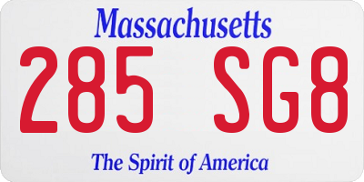 MA license plate 285SG8