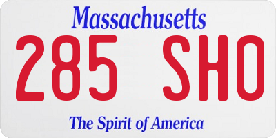 MA license plate 285SH0