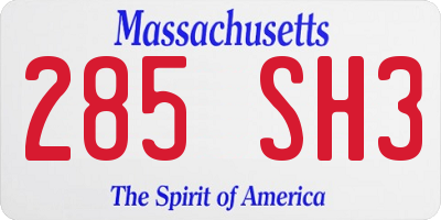 MA license plate 285SH3