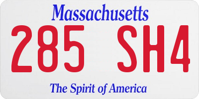 MA license plate 285SH4