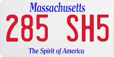 MA license plate 285SH5