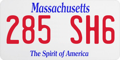 MA license plate 285SH6