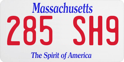 MA license plate 285SH9