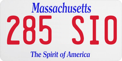 MA license plate 285SI0