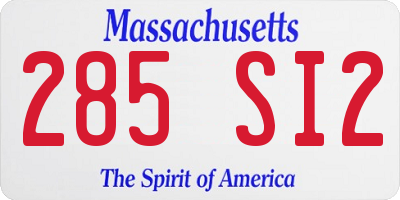 MA license plate 285SI2