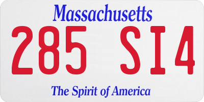 MA license plate 285SI4