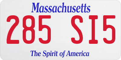 MA license plate 285SI5