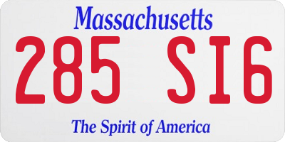 MA license plate 285SI6