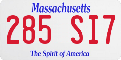 MA license plate 285SI7