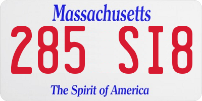 MA license plate 285SI8