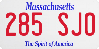 MA license plate 285SJ0