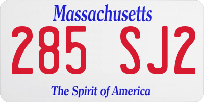 MA license plate 285SJ2