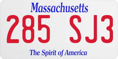 MA license plate 285SJ3
