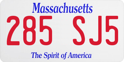 MA license plate 285SJ5