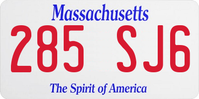 MA license plate 285SJ6