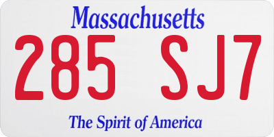 MA license plate 285SJ7