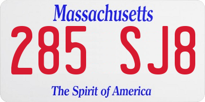 MA license plate 285SJ8