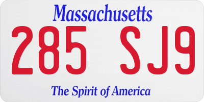 MA license plate 285SJ9