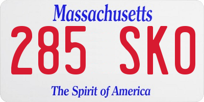 MA license plate 285SK0