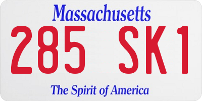 MA license plate 285SK1