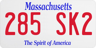 MA license plate 285SK2