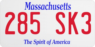 MA license plate 285SK3