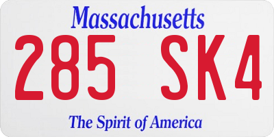 MA license plate 285SK4
